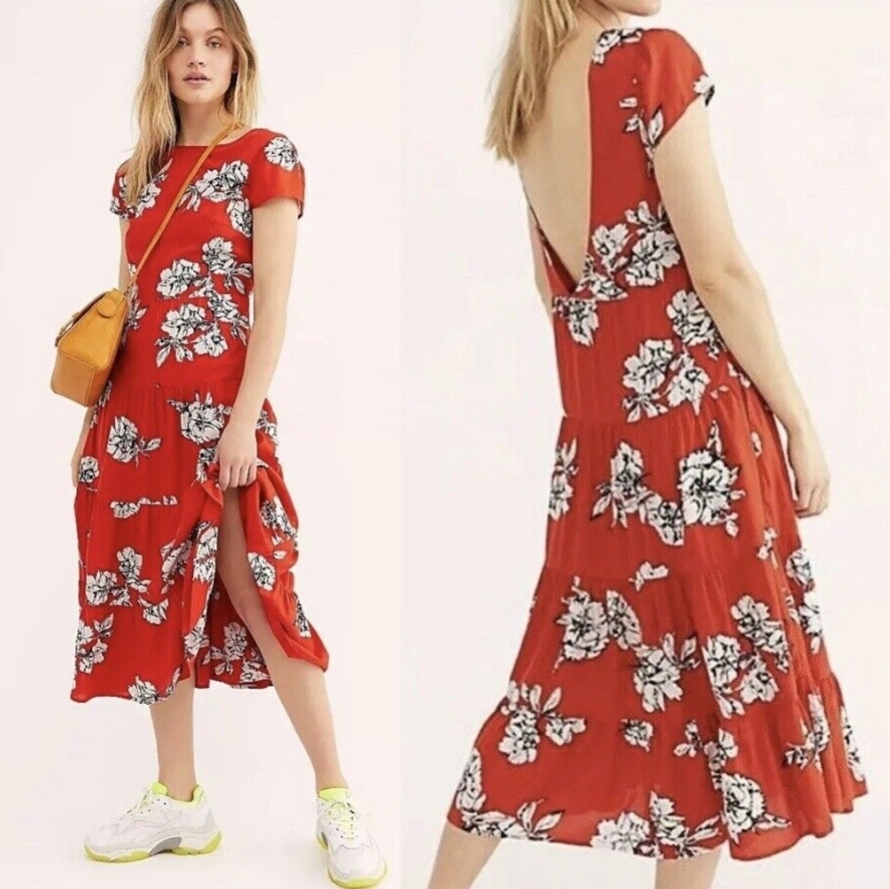 Free People Rita Tiered Flowy Floral Midi Dress